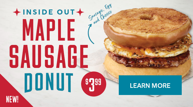 Inside Out Maple Sausage Donut for Breakfast at Your Local 24 Hr Convenience Store